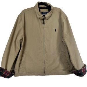 Polo Ralph Lauren Bomber Jacket Mens XXL Beige Blouson Chin Strap